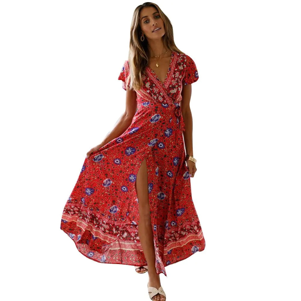 Printed Long Dress - Sexy Floral Maxi Dress