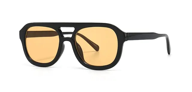 Retro Yellow Lens Aviator Sunglasses for Women