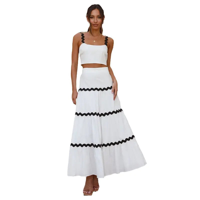 2024 Summer Women’s Two-Tone Cami Top & Skirt Set