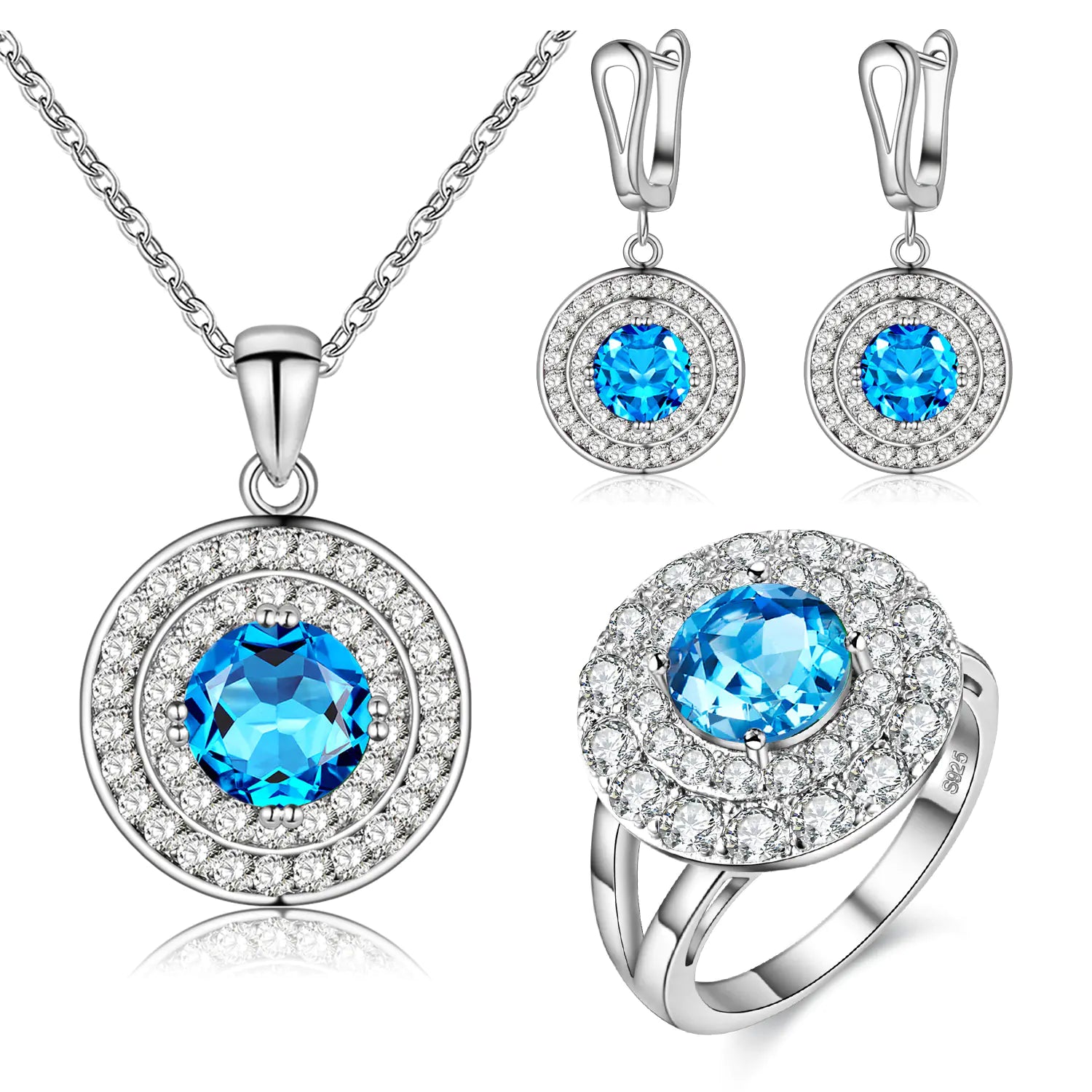 Fashion Jewelry Set with Colorful Earrings, Ring, Necklace