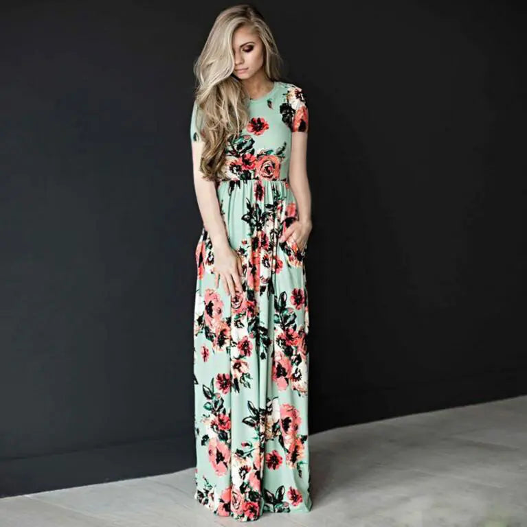 Summer Floral Long Sleeve Maxi Dress for Women