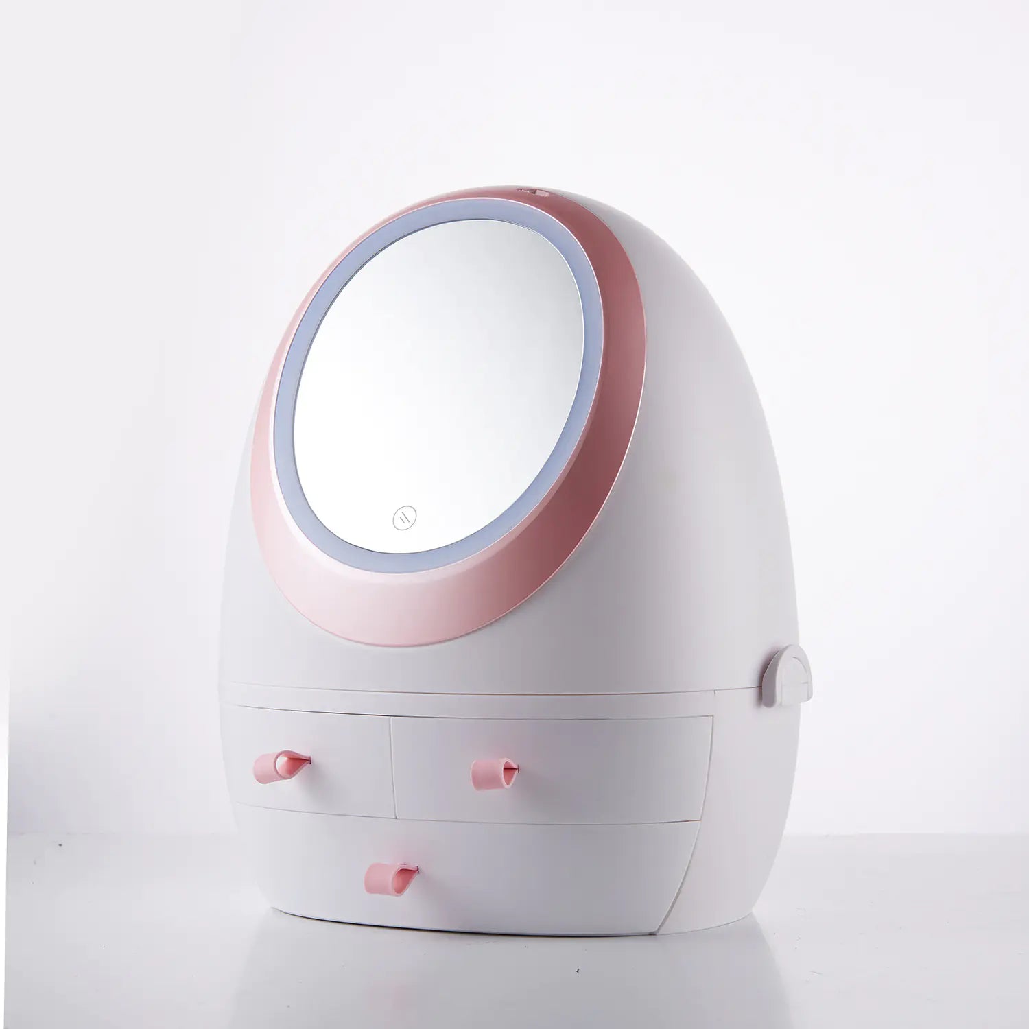 Desktop Makeup Box with LED Mirror and Skincare Holder