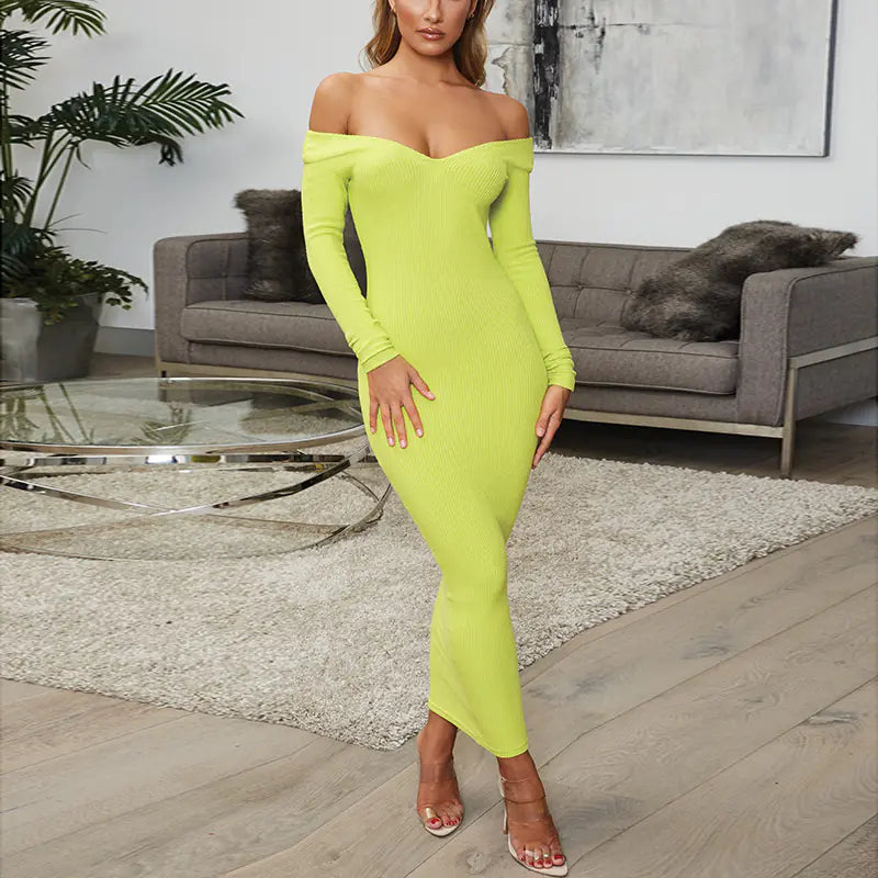 2019 Women's Autumn Dress - Long Sleeve V-Neck Maxi Dress