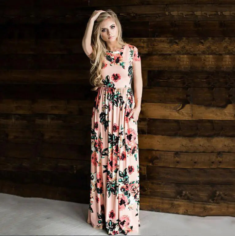 Summer Floral Long Sleeve Maxi Dress for Women