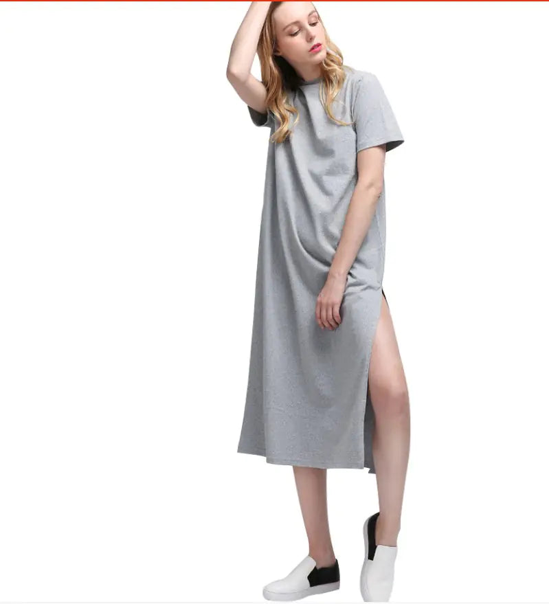 Casual Long Sleeve Maxi Dress with Side Split