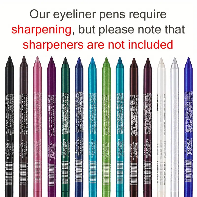 14-Color Waterproof Eyeliner Pencil for Makeup Looks