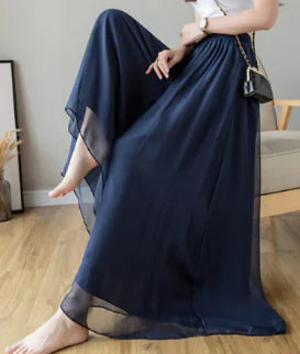 High Waist Wide Leg Chiffon Palazzo Pants (One Piece)