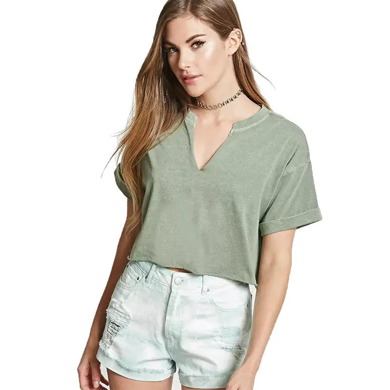 2019 Women's V-Neck T-Shirt - Short Sleeve Summer Top