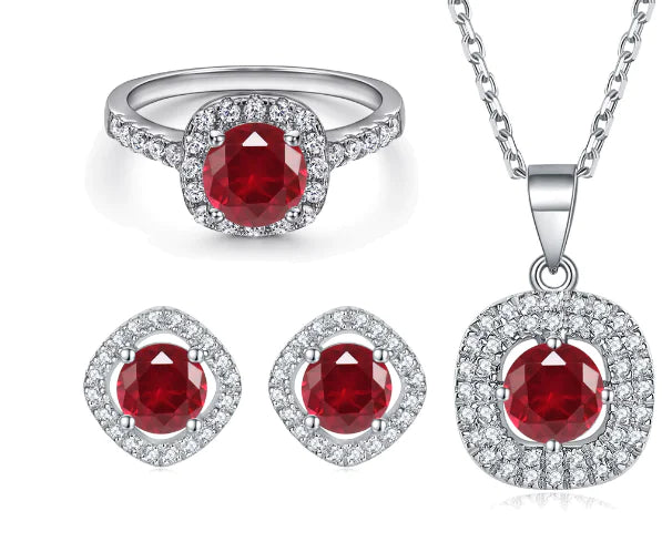 Fashion Jewelry Set with Colorful Earrings, Ring, Necklace