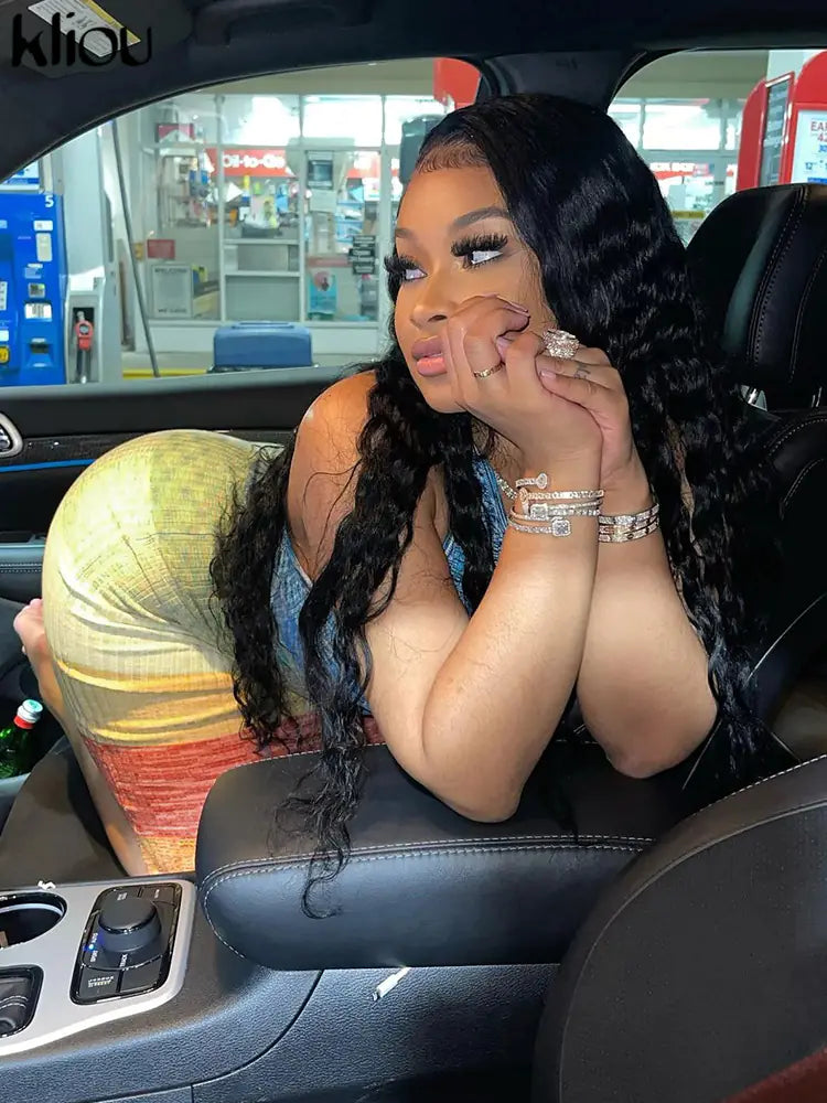 Women’s Sexy Backless Multicolor Lace-Up Long Dress