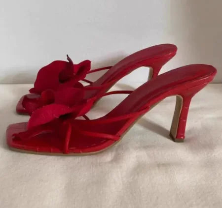 Floral High Heel Slippers