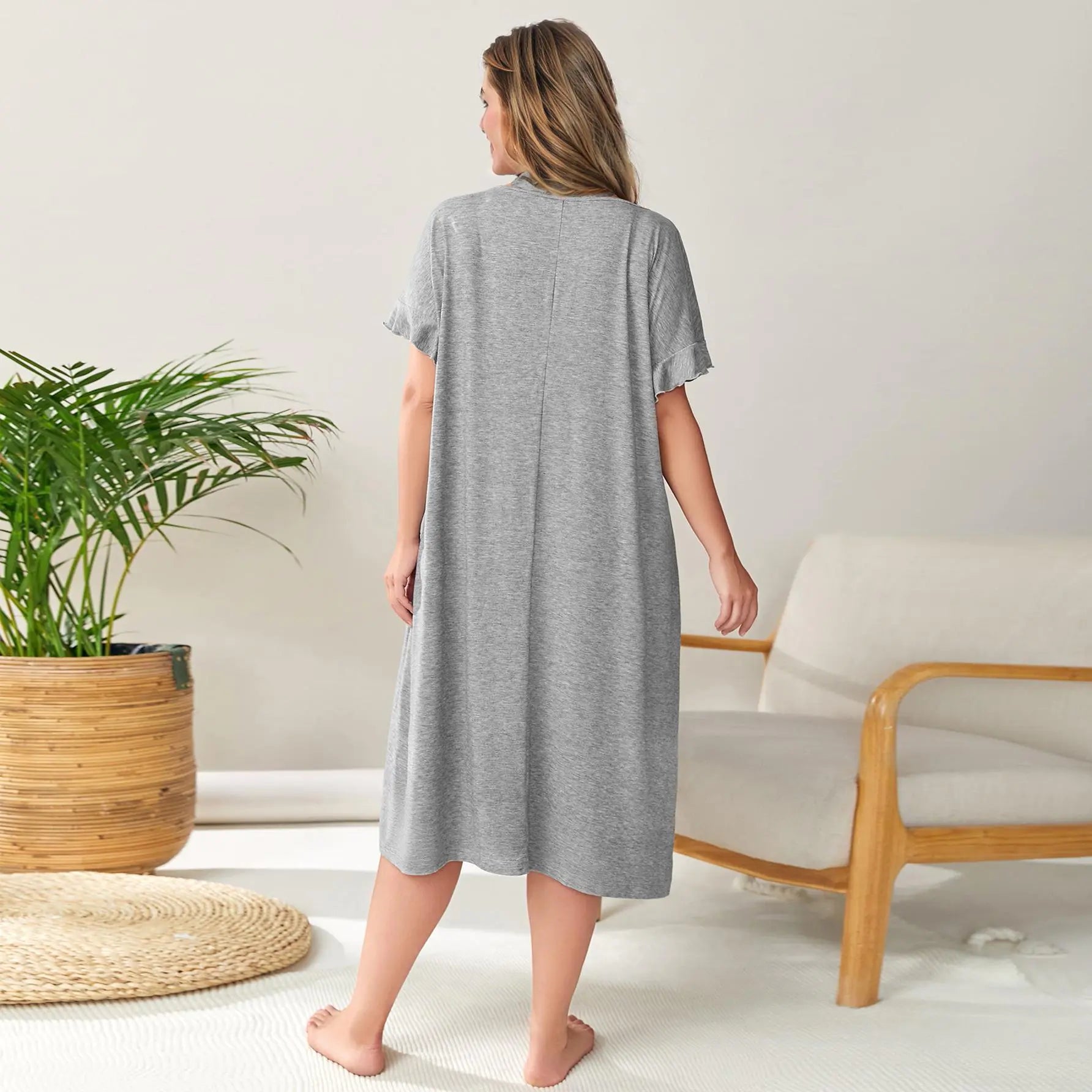 Casual Long Sleeve Maxi Dress with Side Split