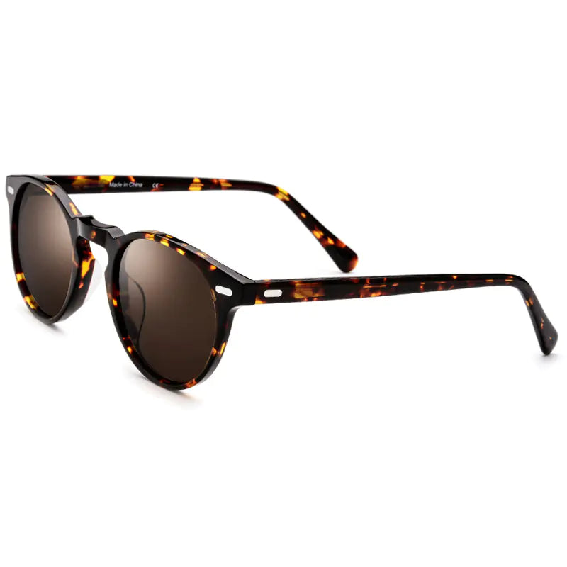 Polarized Retro Round Sunglasses with Acetate Frame