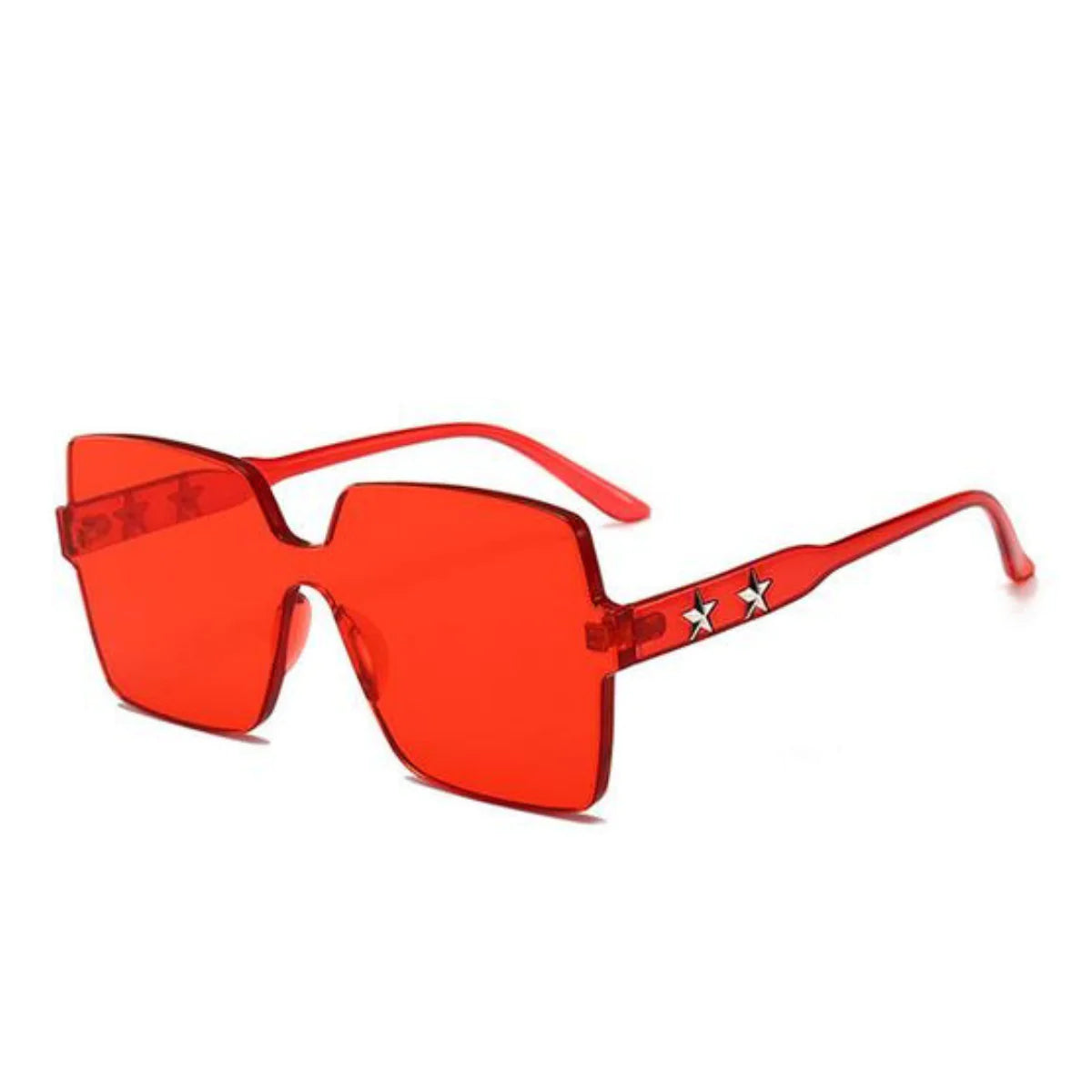 Thick Frameless Sunglasses - Trendy Red Shades