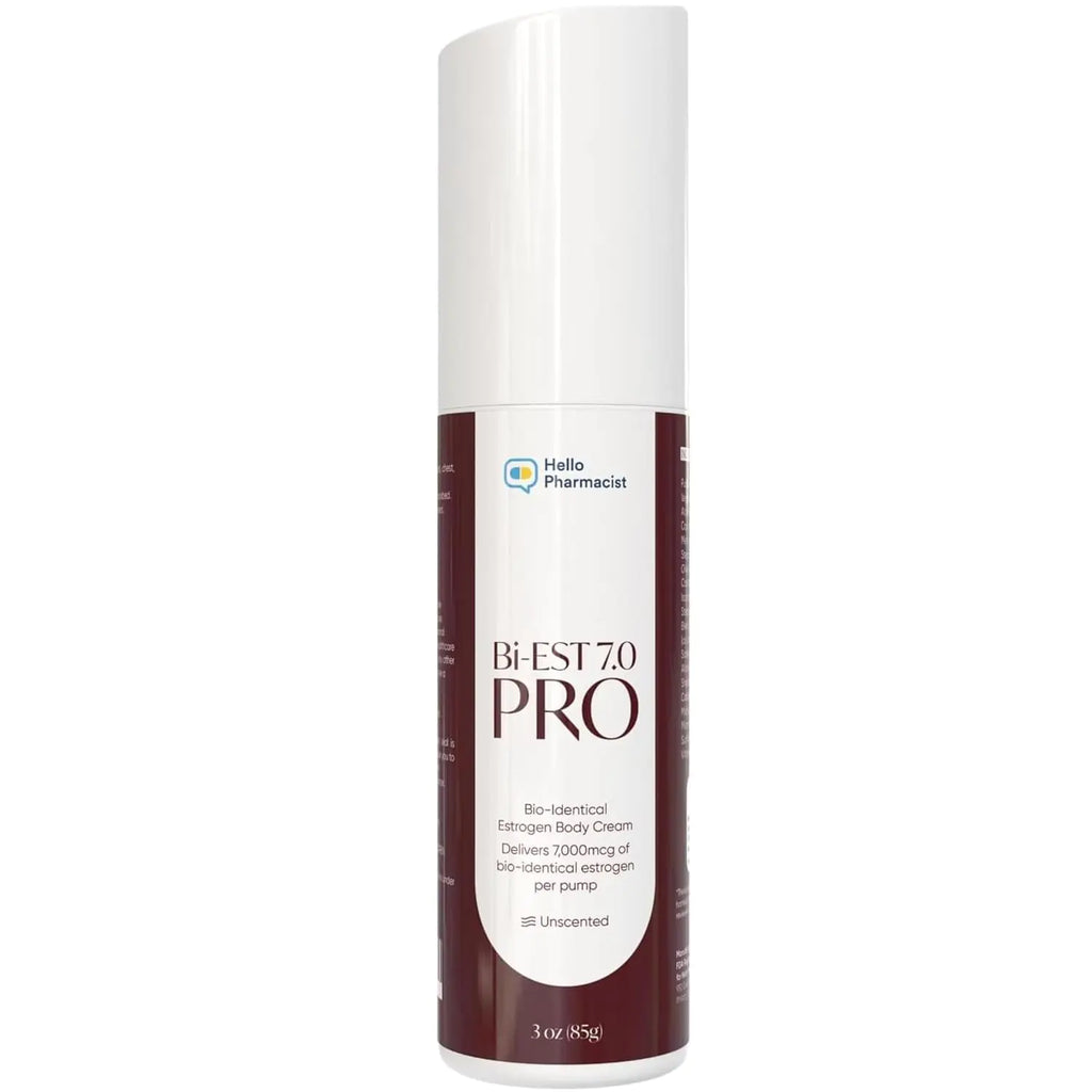 Bioidentical Bi-EST PRO 7.0 (Max Professional Strength 7mg Per Pump) Estrogen Menopause Relief Cream for Women - Preserved with Essential Oils & Herbs - Additional Moisturizers - (3 oz/85g)