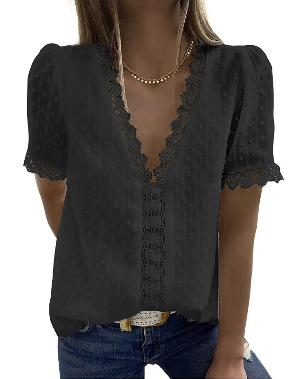 2023 Women's Casual V-Neck Chiffon T-Shirt (Summer)