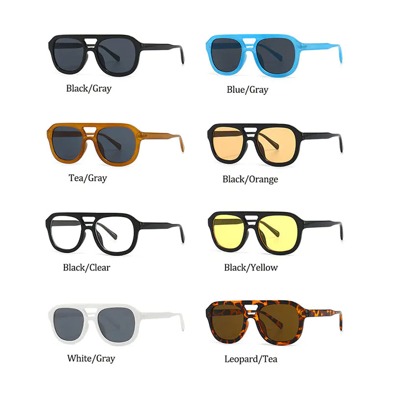 Retro Yellow Lens Aviator Sunglasses for Women