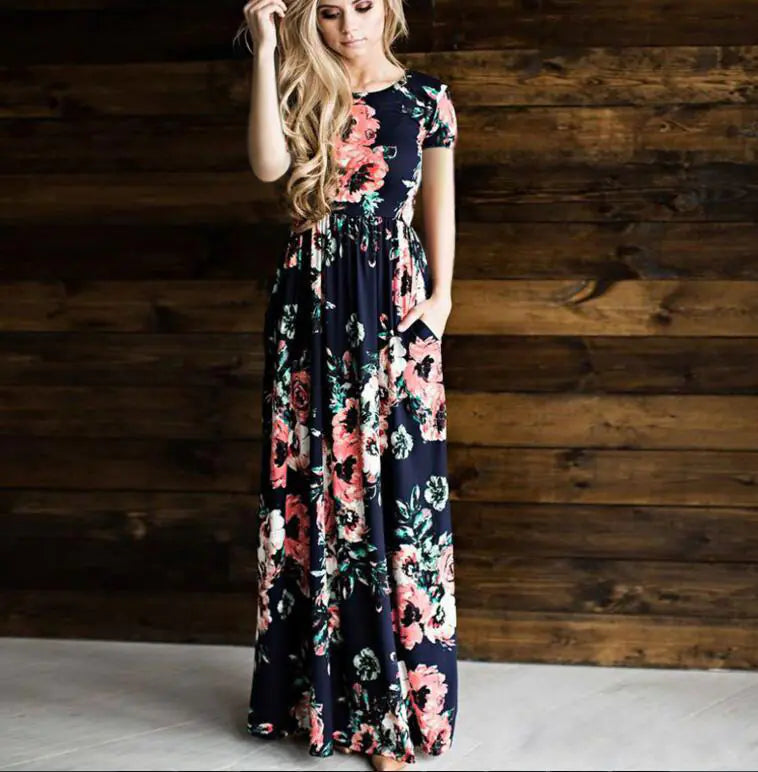Summer Floral Long Sleeve Maxi Dress for Women