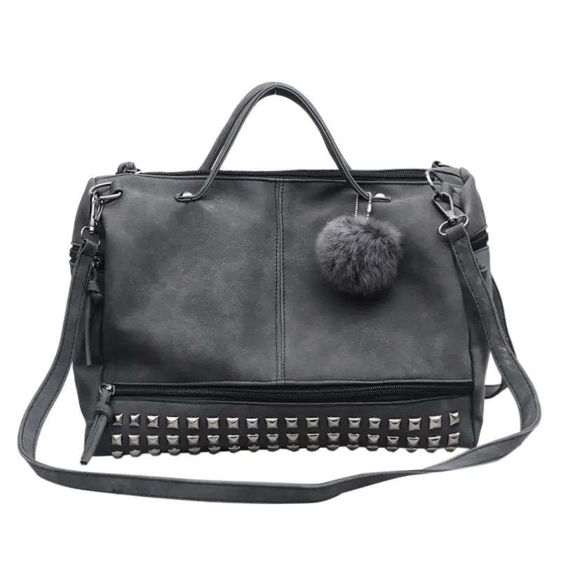 Fashionable Suede Motorcycle Handbag with Studs