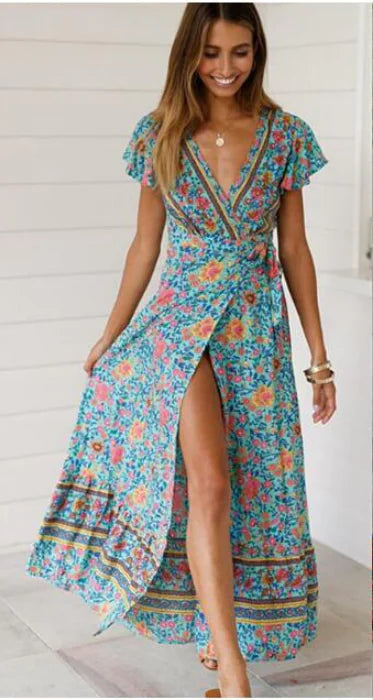 Printed Long Dress - Sexy Floral Maxi Dress