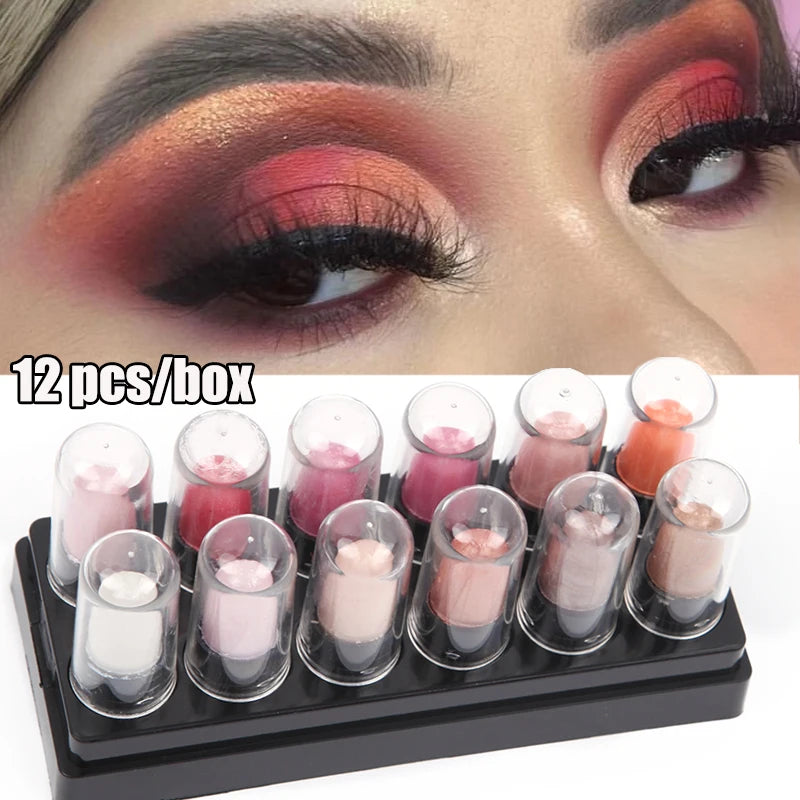 12pcs Eyeshadow Stick Set - Waterproof Glitter Pencils