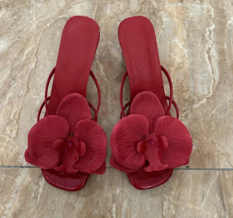 Floral High Heel Slippers