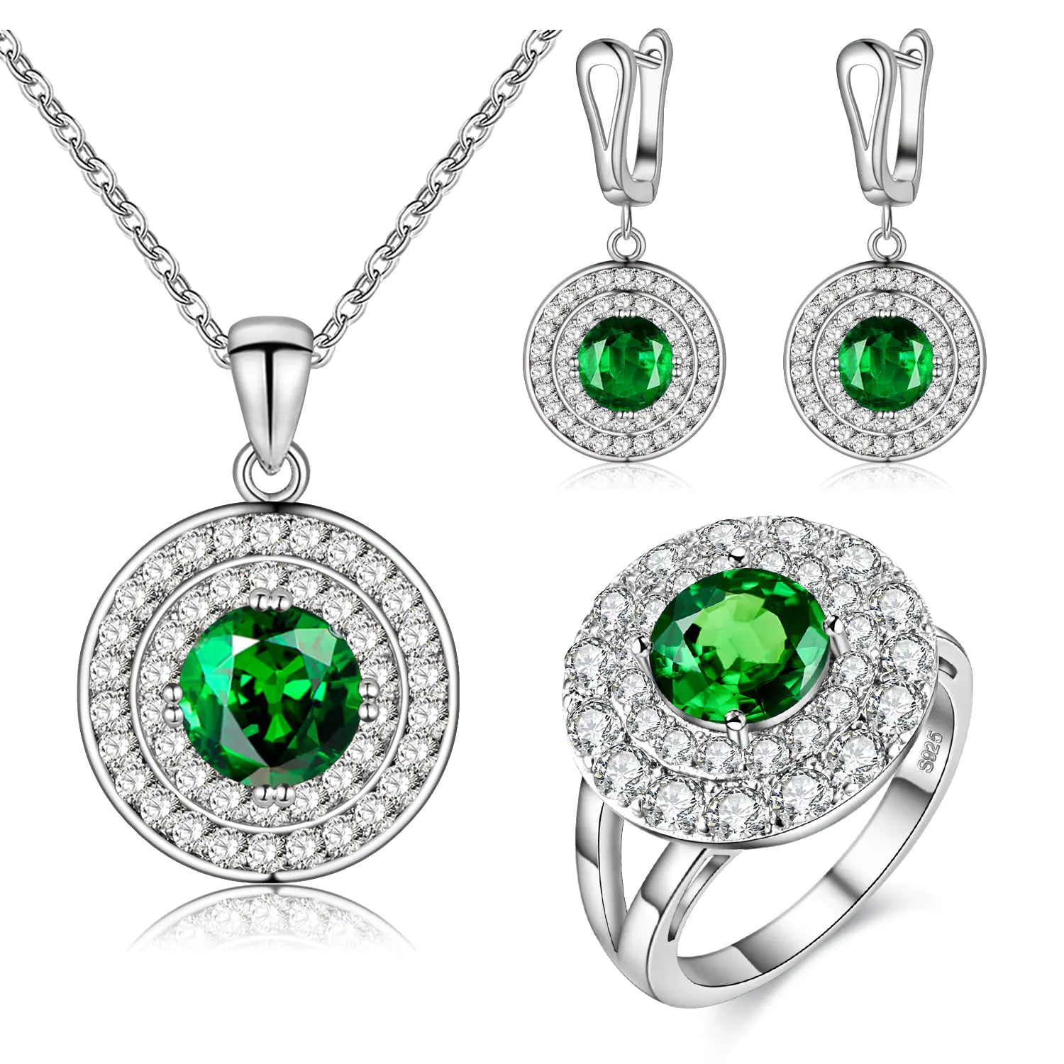 Fashion Jewelry Set with Colorful Earrings, Ring, Necklace