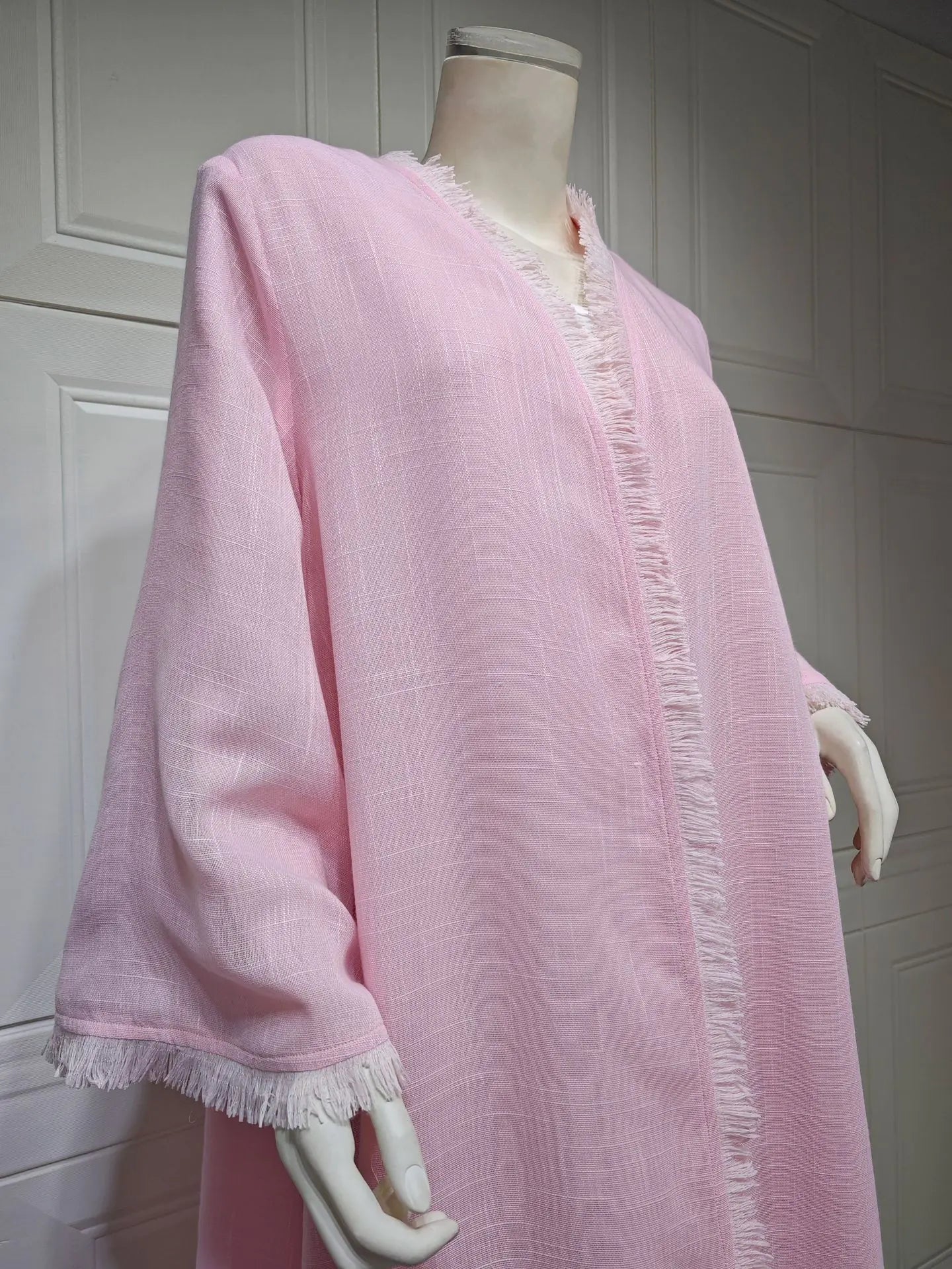 Solid Color Modest Long Dress – Cotton Cardigan Shawl