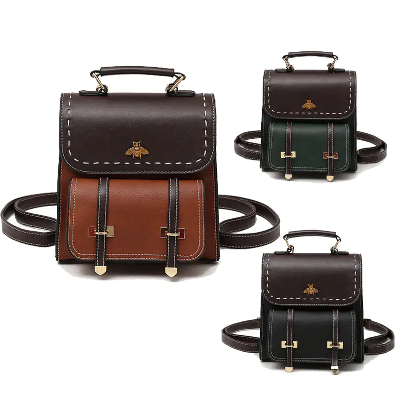 Vintage Leather Women's Backpack for School & Travel