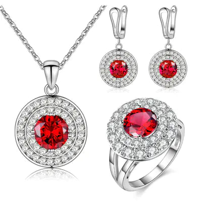 Fashion Jewelry Set with Colorful Earrings, Ring, Necklace