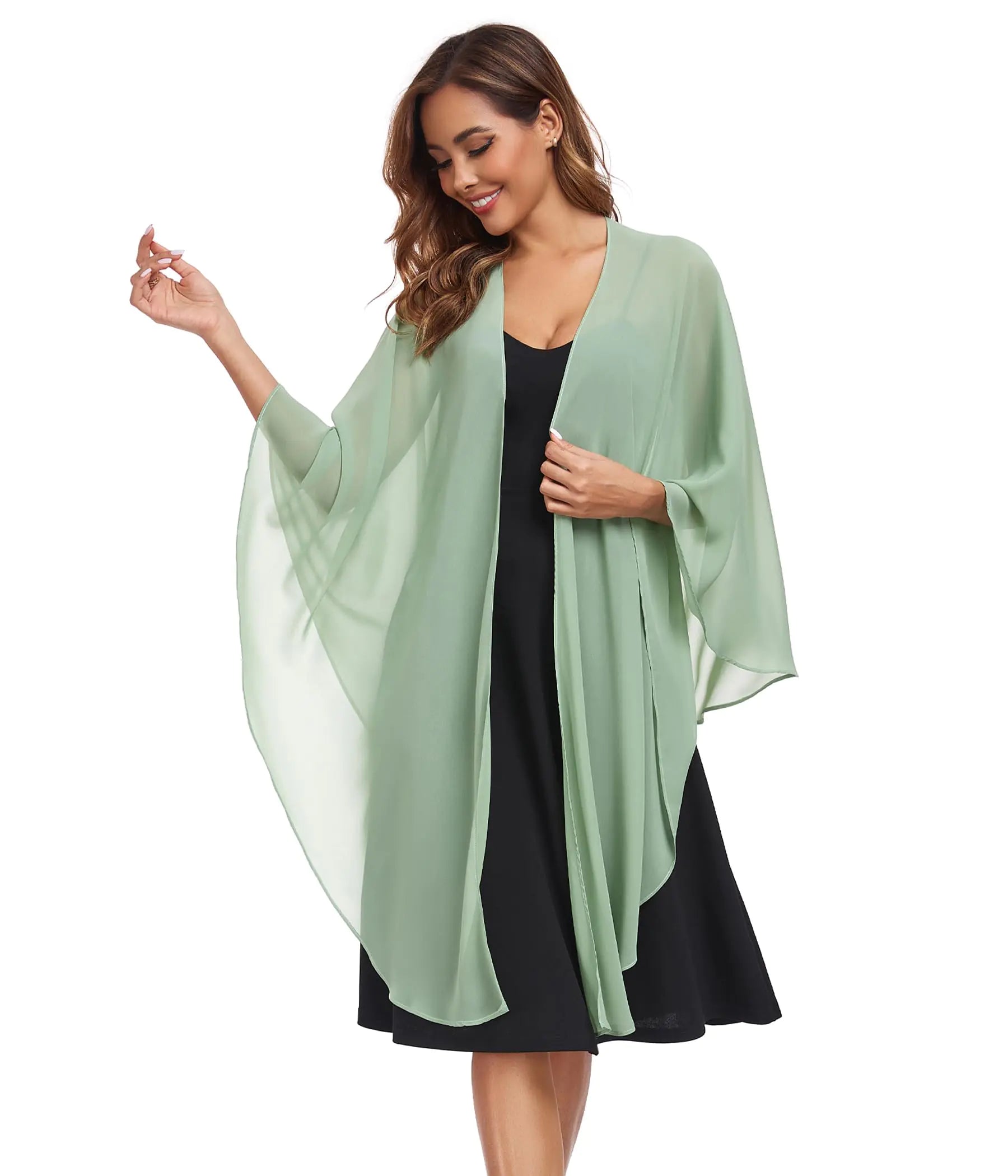 TONGFANTFL Shawls Wraps for Evening Wedding Party Chiffon Scarf Soft Bridal Wraps Wedding Guest Shawl Coverage Dusty Sage