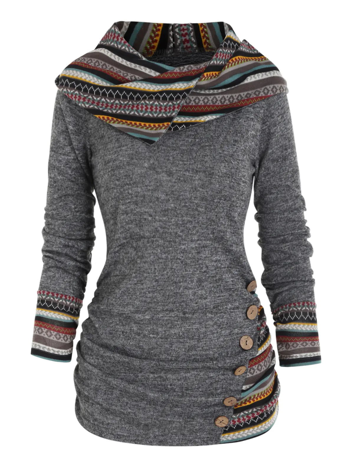 Knitted Long Sleeve Button Top for Women