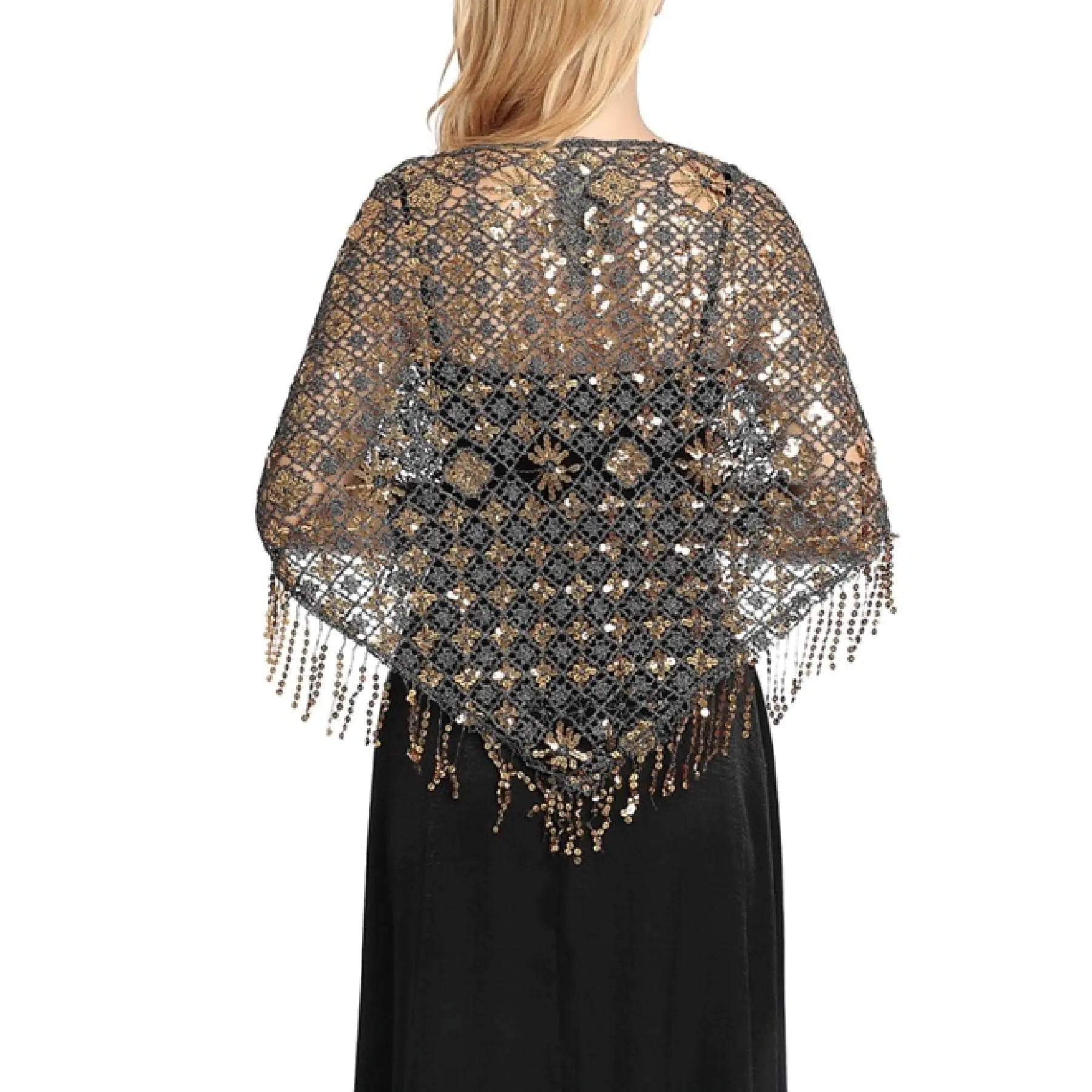 Women’s Elegant Butterfly Print Shawls and Wraps for Evening Dresses Triangle Shawl Wraps Fringed Evening Cape