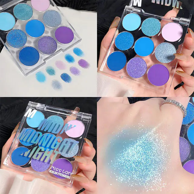 9-Color Rainbow Shimmer Eyeshadow Palette for Stage Makeup