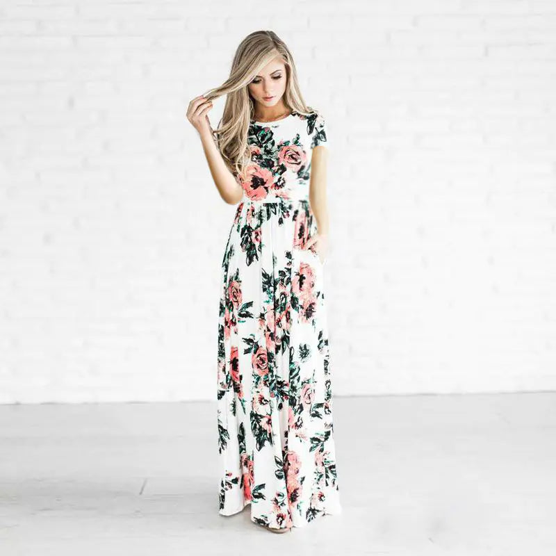 Summer Floral Long Sleeve Maxi Dress for Women