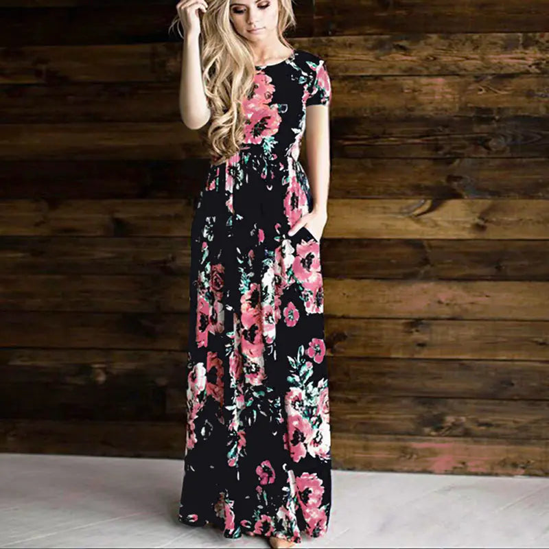 Summer Floral Long Sleeve Maxi Dress for Women