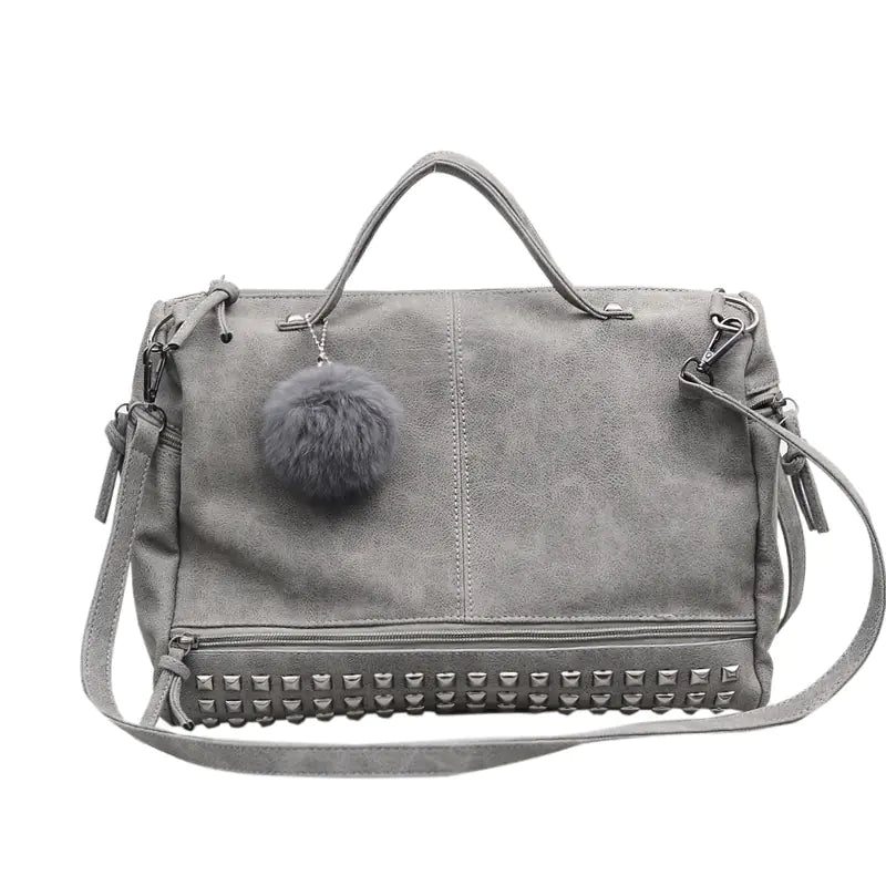 Fashionable Suede Motorcycle Handbag with Studs
