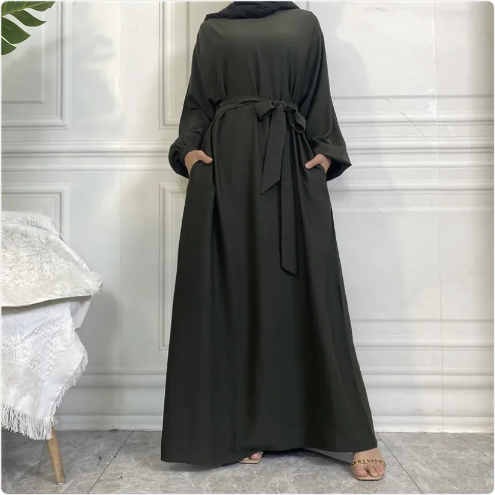 Women's Casual Long Sleeve Pocket Maxi Dress