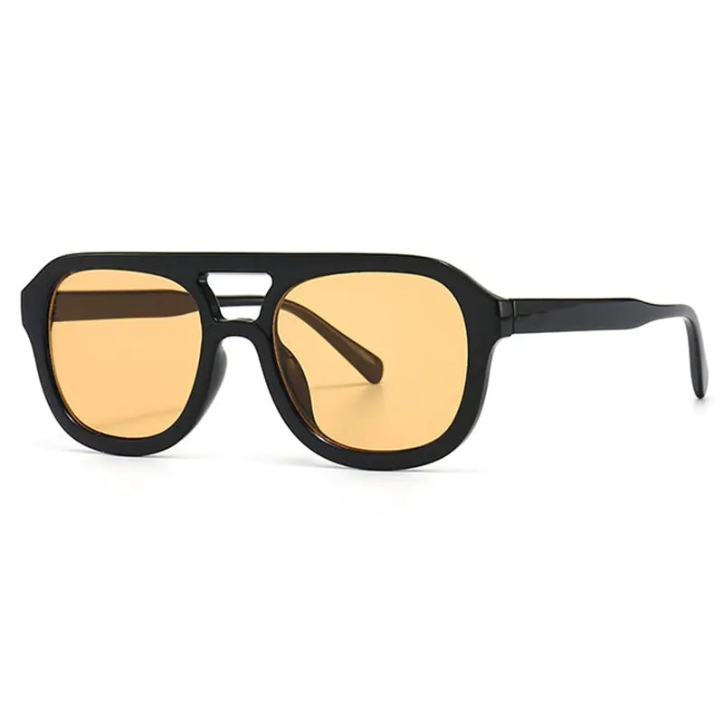Retro Yellow Lens Aviator Sunglasses for Women
