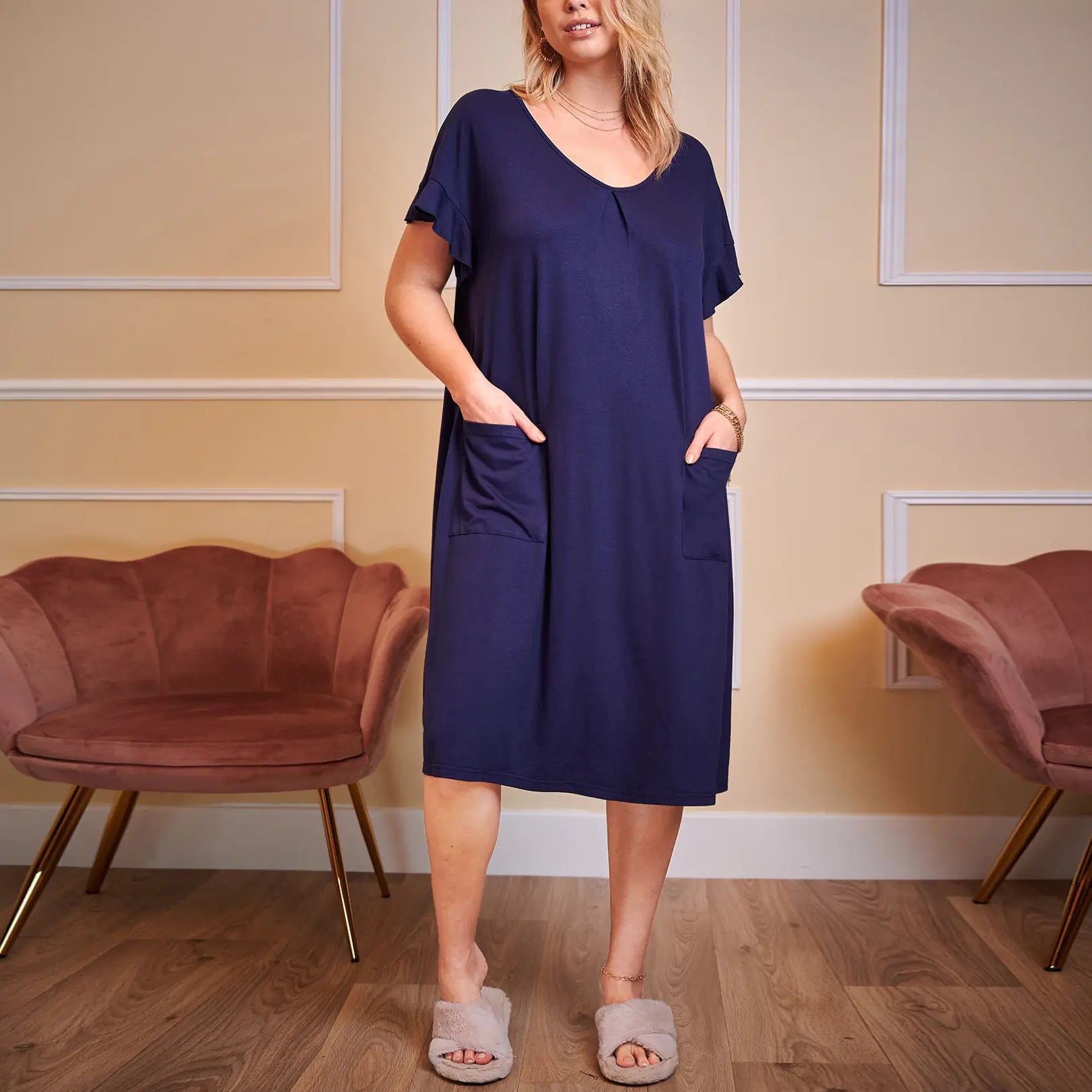 Casual Long Sleeve Maxi Dress with Side Split