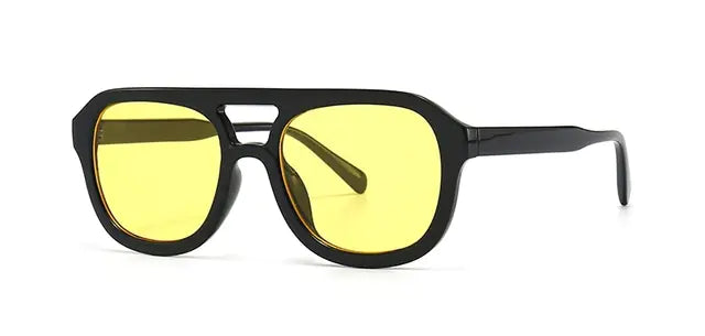Retro Yellow Lens Aviator Sunglasses for Women