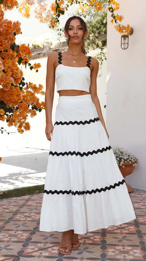 2024 Summer Women’s Two-Tone Cami Top & Skirt Set