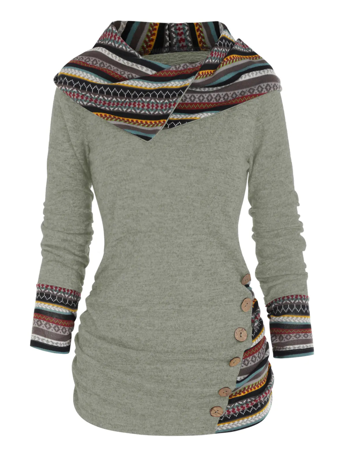 Knitted Long Sleeve Button Top for Women